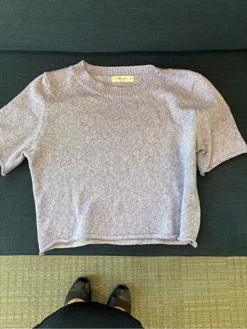 Molly Green Lavender Heather Short Sleeve Crop Top